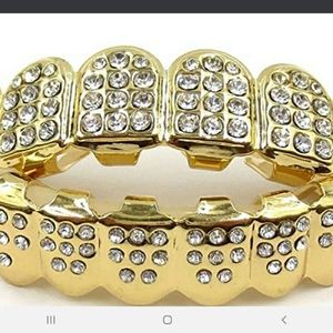 Diamond and gold grillz